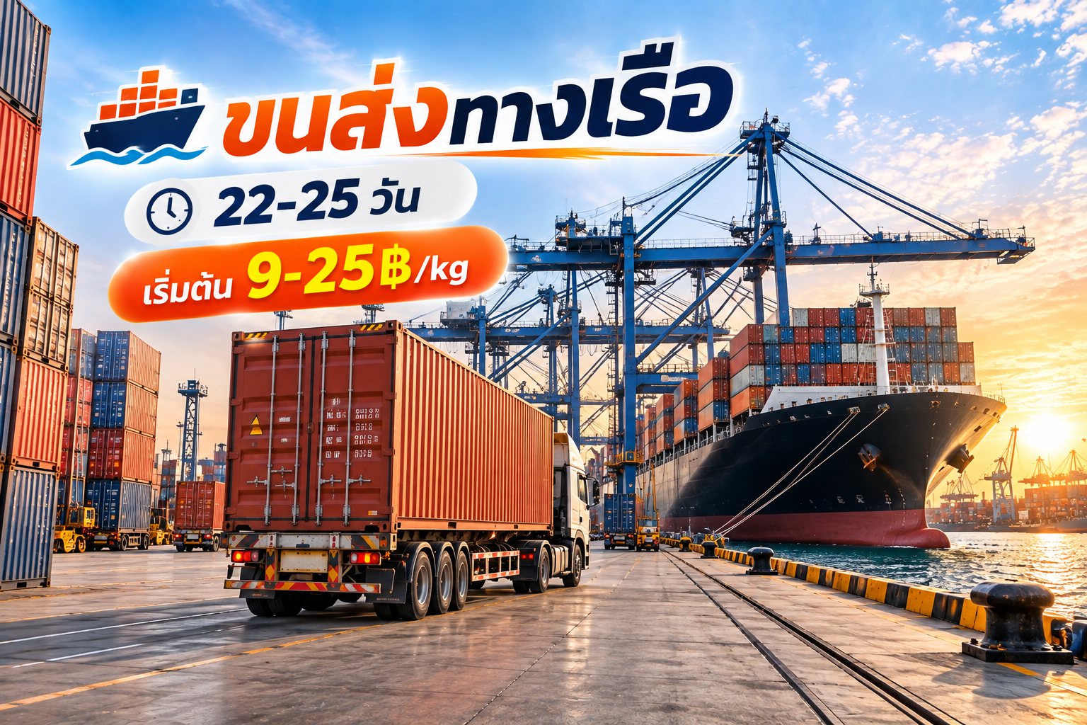 ขนส่งทางเรือจากจีนมาไทย