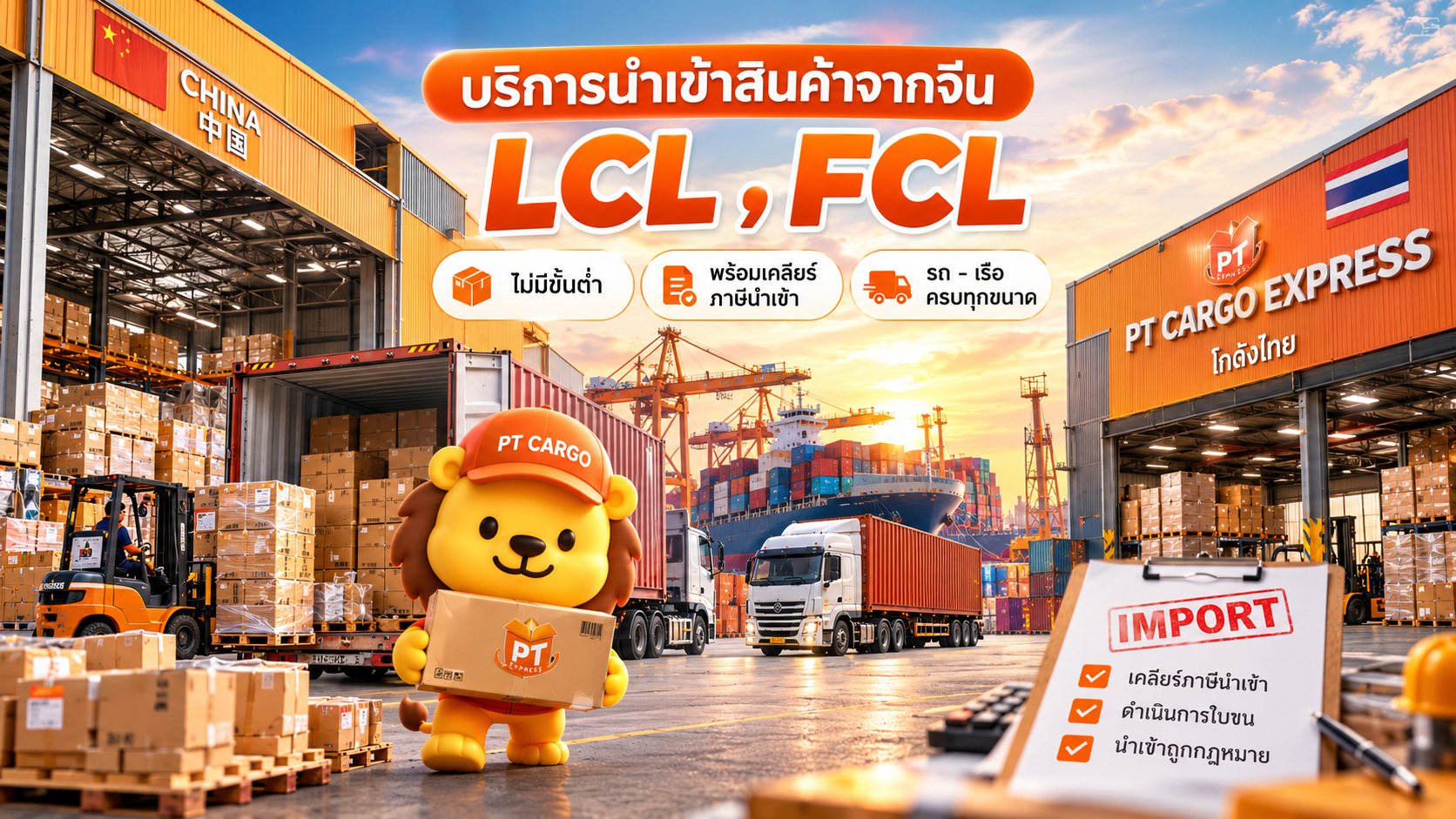 ตู้คอนเทนเนอร์และรถบรรทุกขนสินค้าจากจีนเข้าสู่ประเทศไทย
