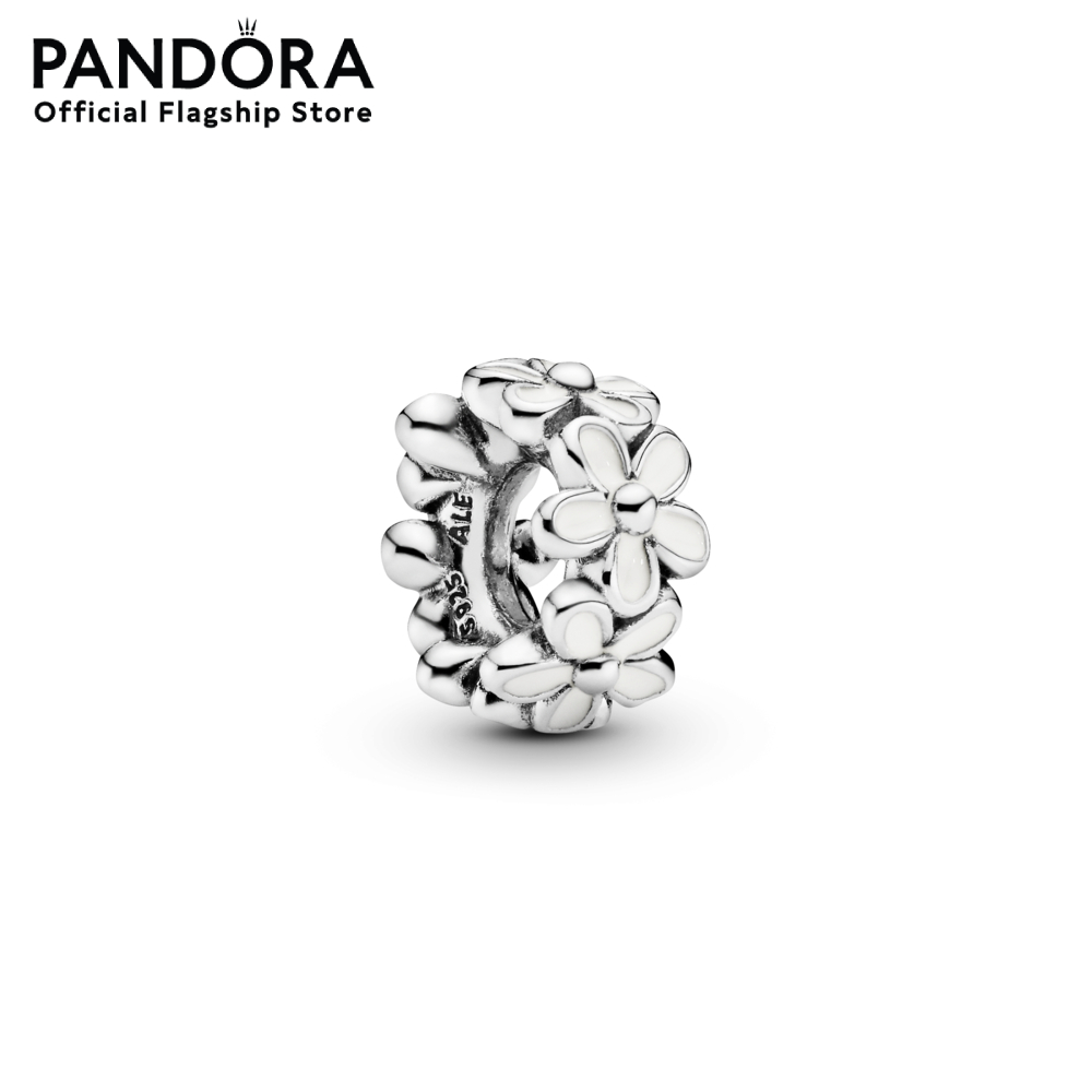 Pandora Daisy silver spacer with white enamel เครื่องประดับ ชา