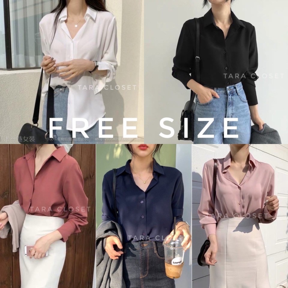IT022 S M L TARA Shirt เสื้อเชิ้ต คอปก แขนยาว มีมากกว่า 30 สี 