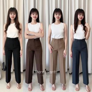 Merry Pants | กางเกงกระบอกกลาง เอวสูง ผ้าไอรีส