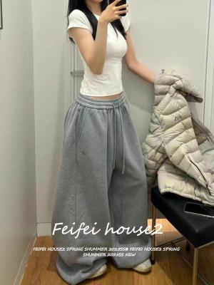 [Small embroidery, sports style casual dance wide-leg pants]กางเกงขากว้างเอวสูงลำลองสไตล์ฮิปฮอปปักลายเล็กๆ สำหรับผู้หญิง