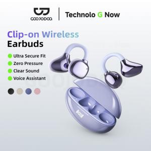 GOOJODOQ หูฟังไร้สายแบบหนีบบลูทูธ 5.3 การเชื่อมต่อที่มั่นคงสัมผัสอัจฉริยะและ AI ผู้ช่วยตะขอปรับได้