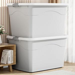 Living กล่องเก็บของพลาสติก 25L 60L 200L 400L ลังเก็บของ กล่องพลาสติก PP ฝาสไลด์ กล่องหลาสลึกใส่ของ แบบพลิกได้
