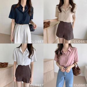 เสื้อเชิ้ต lll Freesize lll IT065 แขนสั้น งานผ้าไหมอิตาลี ดีไซน์คลาสสิก ผ้าไม่หนามาก ผ้าใส่สบาย ไม่ร้อน
