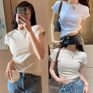 Hotgirl  พร้อมส่งจากกทม ✨เสื้อยืดสีขาวผู้หญิง🌸เสื้อยืดคอกลมแฟชั่นย้อนยุคสไตล์อเมริกัน